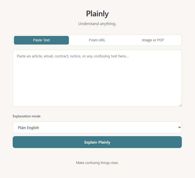 Plainly app preview.